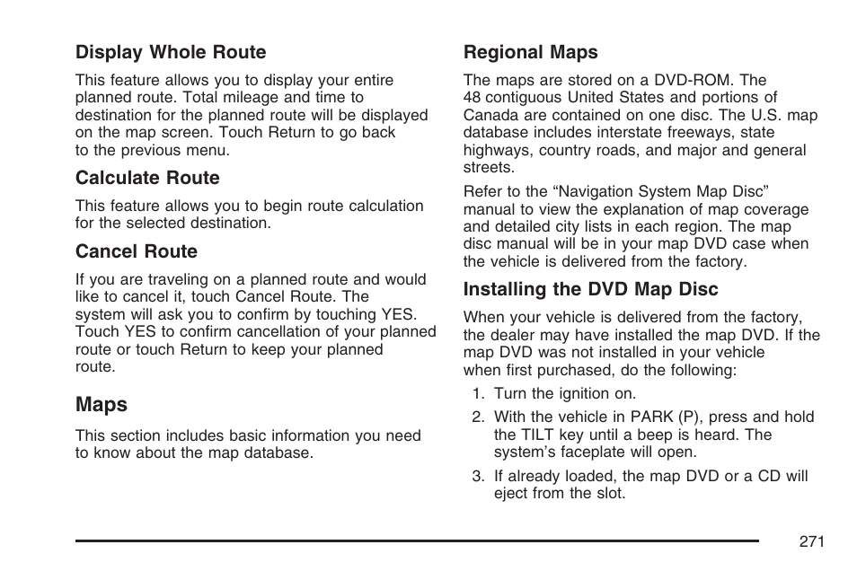 Maps | Cadillac 2007 XLR User Manual | Page 271 / 512