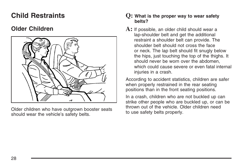 Child restraints, Older children | Cadillac 2007 XLR User Manual | Page 28 / 512