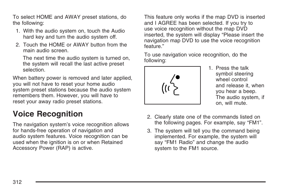 Voice recognition | Cadillac 2007 XLR User Manual | Page 312 / 512