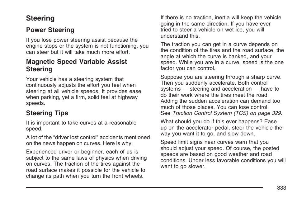 Steering | Cadillac 2007 XLR User Manual | Page 333 / 512