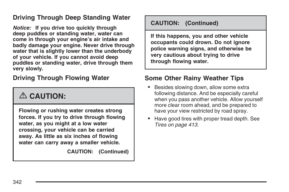 Caution | Cadillac 2007 XLR User Manual | Page 342 / 512