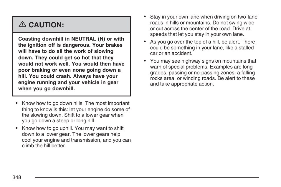 Caution | Cadillac 2007 XLR User Manual | Page 348 / 512