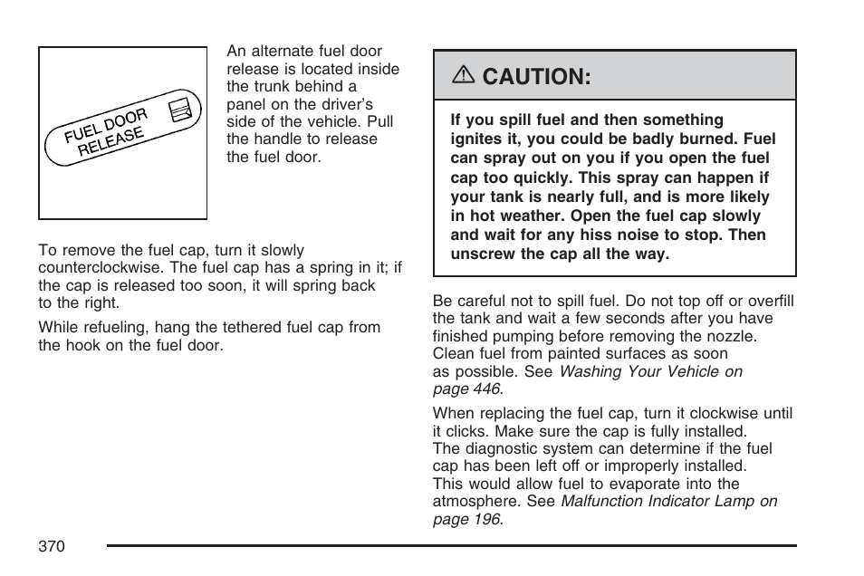 Caution | Cadillac 2007 XLR User Manual | Page 370 / 512