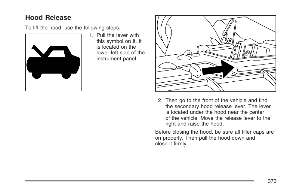 Hood release | Cadillac 2007 XLR User Manual | Page 373 / 512