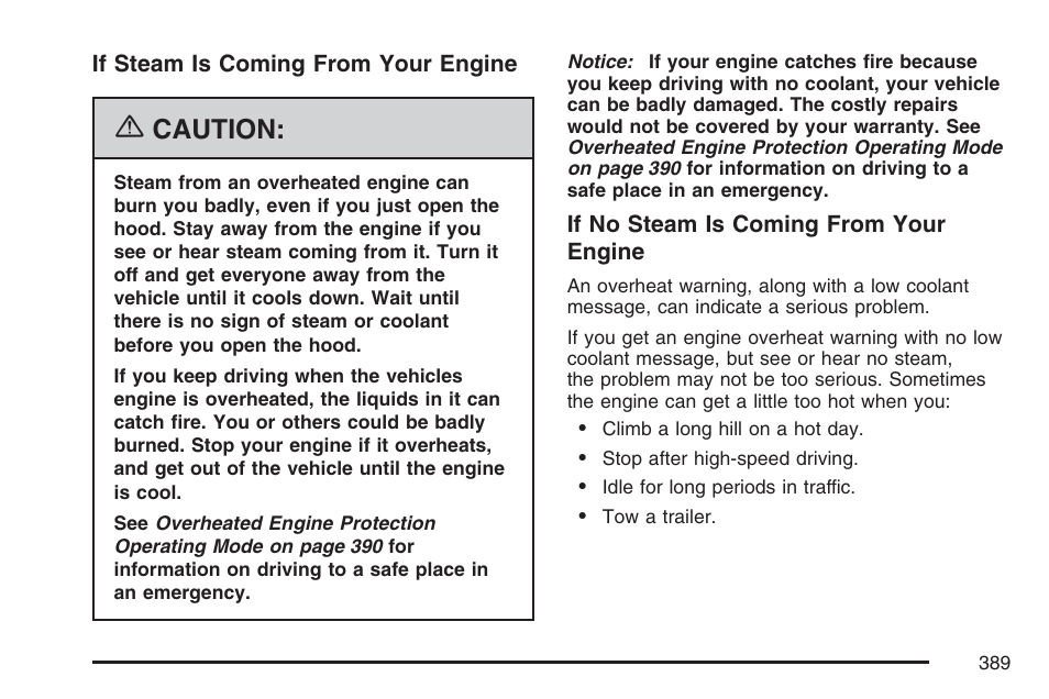 Caution | Cadillac 2007 XLR User Manual | Page 389 / 512