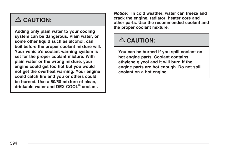 Caution | Cadillac 2007 XLR User Manual | Page 394 / 512