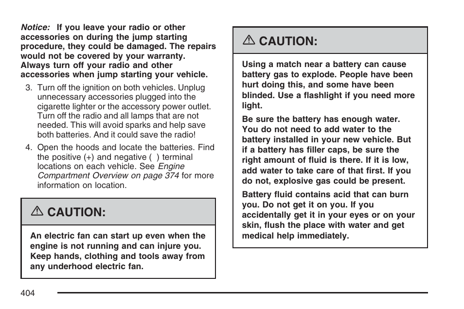 Caution | Cadillac 2007 XLR User Manual | Page 404 / 512