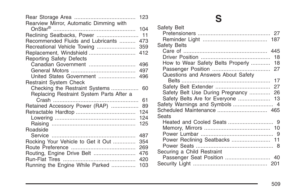 Cadillac 2007 XLR User Manual | Page 509 / 512