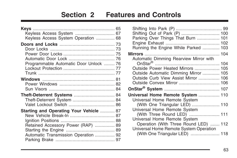 Features and controls | Cadillac 2007 XLR User Manual | Page 63 / 512