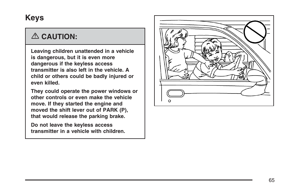 Keys | Cadillac 2007 XLR User Manual | Page 65 / 512