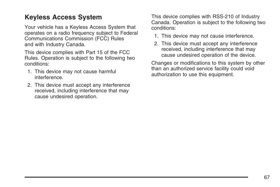 Keyless access system | Cadillac 2007 XLR User Manual | Page 67 / 512