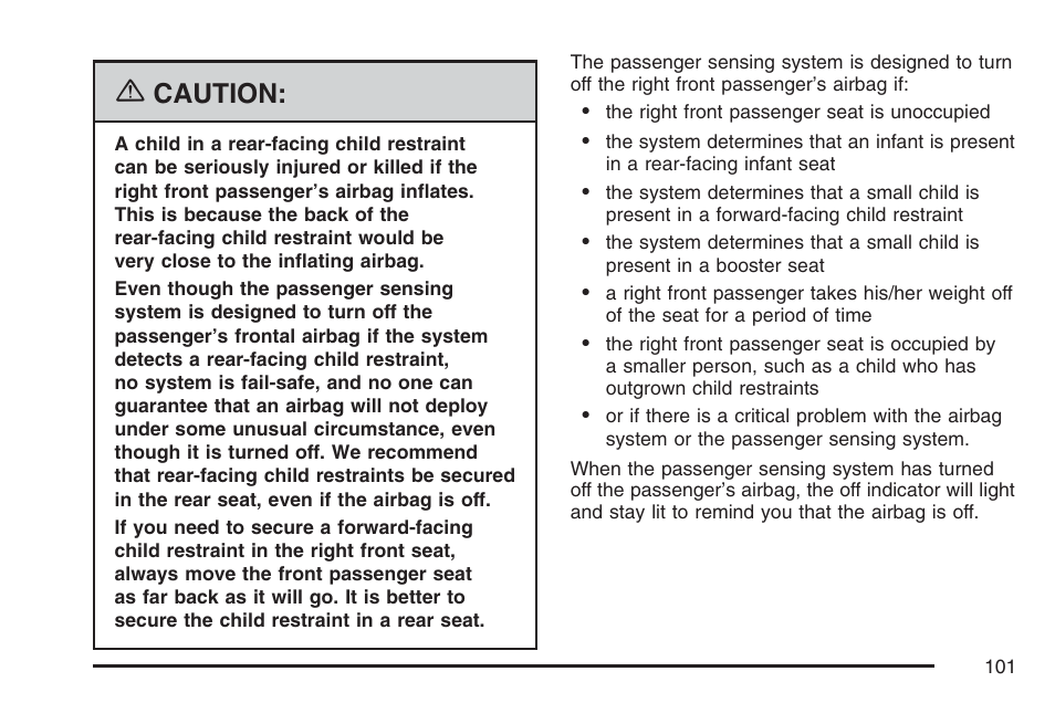 Caution | Cadillac 2007 Escalade User Manual | Page 101 / 570