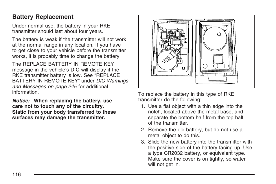 Battery replacement | Cadillac 2007 Escalade User Manual | Page 116 / 570