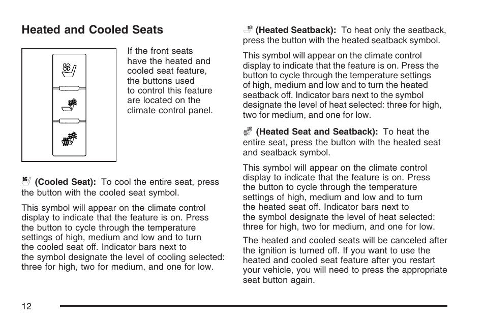 Heated and cooled seats | Cadillac 2007 Escalade User Manual | Page 12 / 570