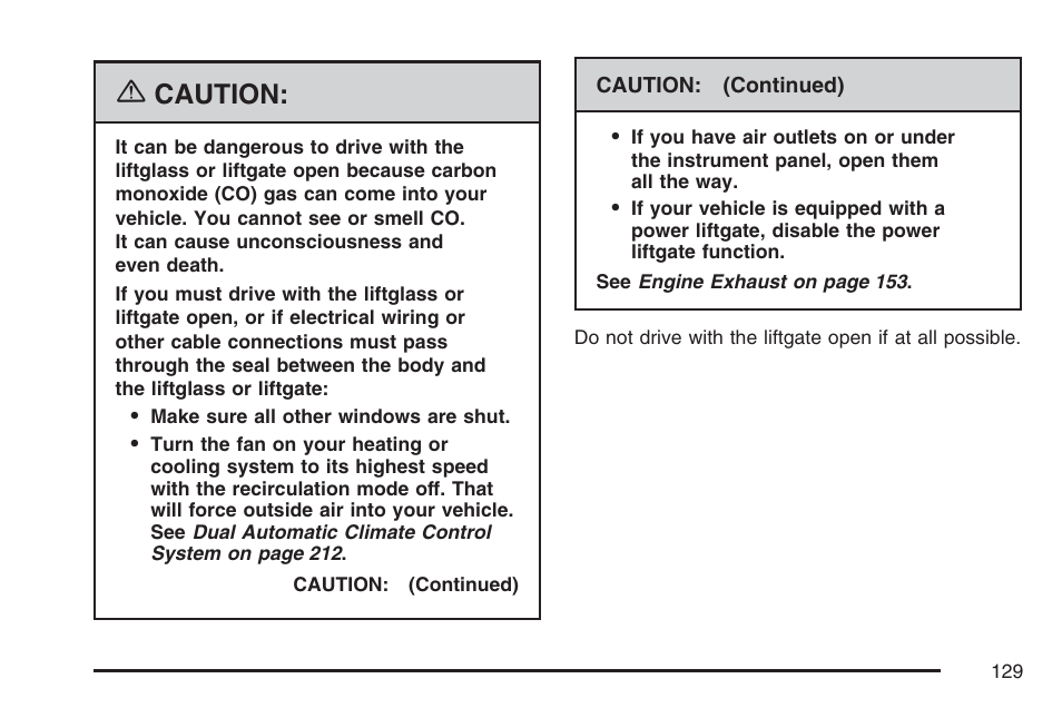 Caution | Cadillac 2007 Escalade User Manual | Page 129 / 570