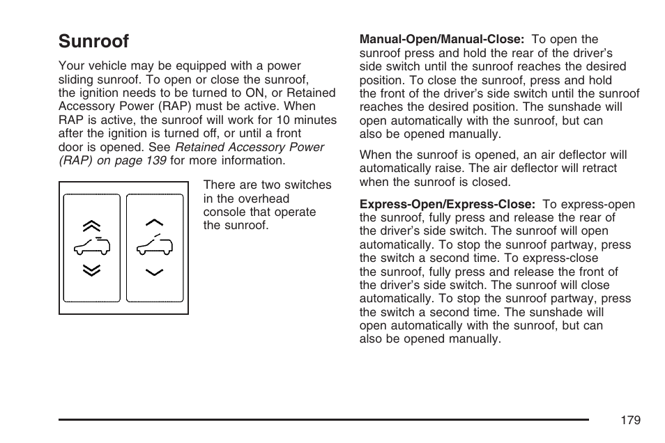 Sunroof | Cadillac 2007 Escalade User Manual | Page 179 / 570