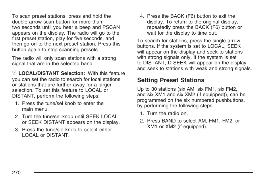 Setting preset stations | Cadillac 2007 Escalade User Manual | Page 270 / 570