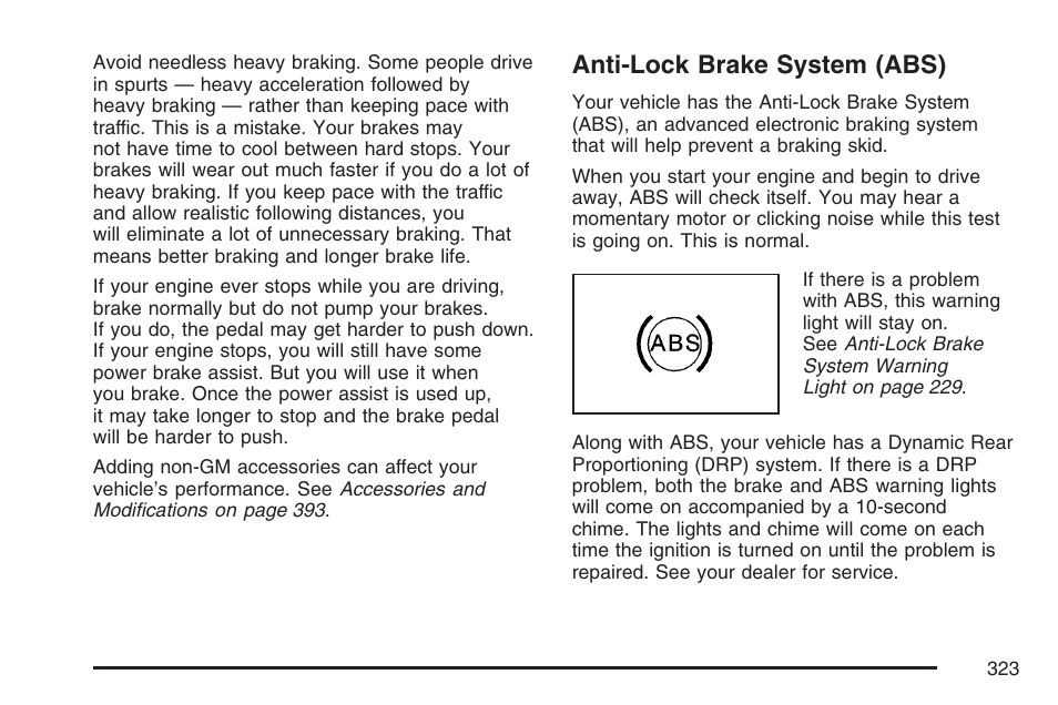 Anti-lock brake system (abs) | Cadillac 2007 Escalade User Manual | Page 323 / 570