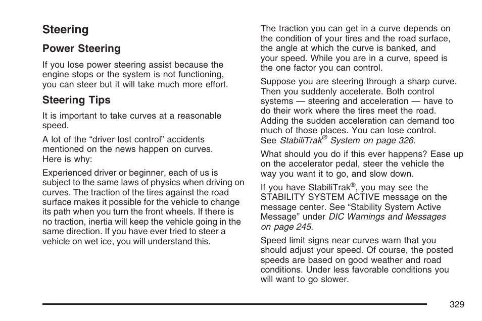 Steering, Power steering, Steering tips | Cadillac 2007 Escalade User Manual | Page 329 / 570
