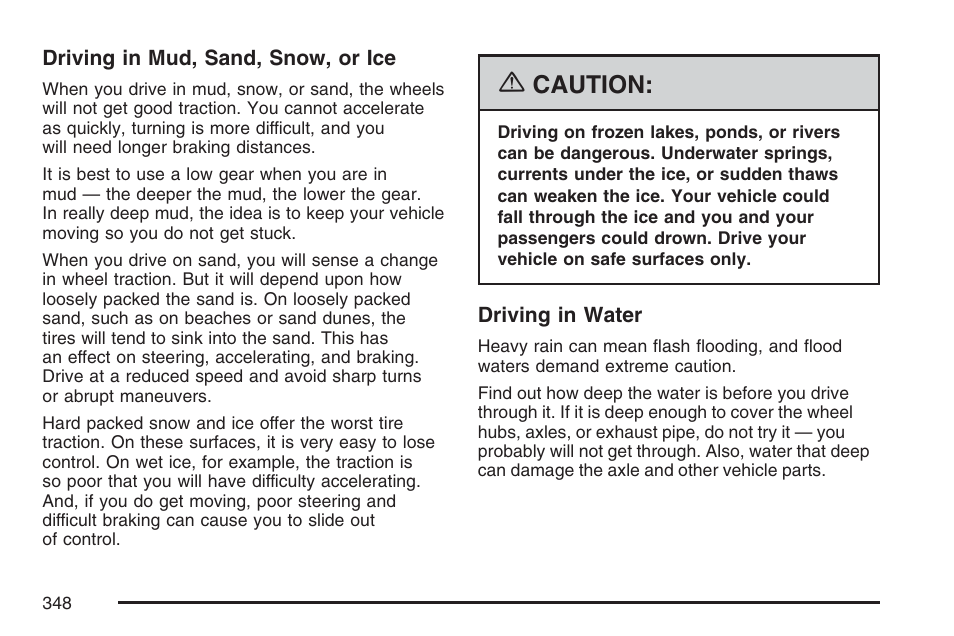 Caution | Cadillac 2007 Escalade User Manual | Page 348 / 570