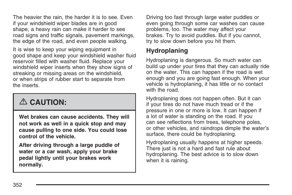 Caution | Cadillac 2007 Escalade User Manual | Page 352 / 570