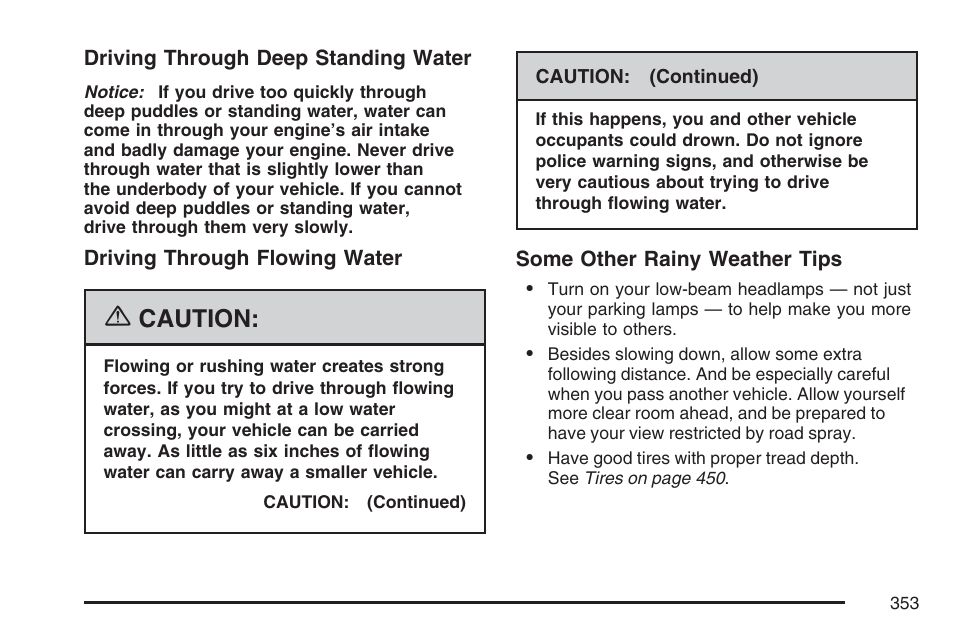 Caution | Cadillac 2007 Escalade User Manual | Page 353 / 570