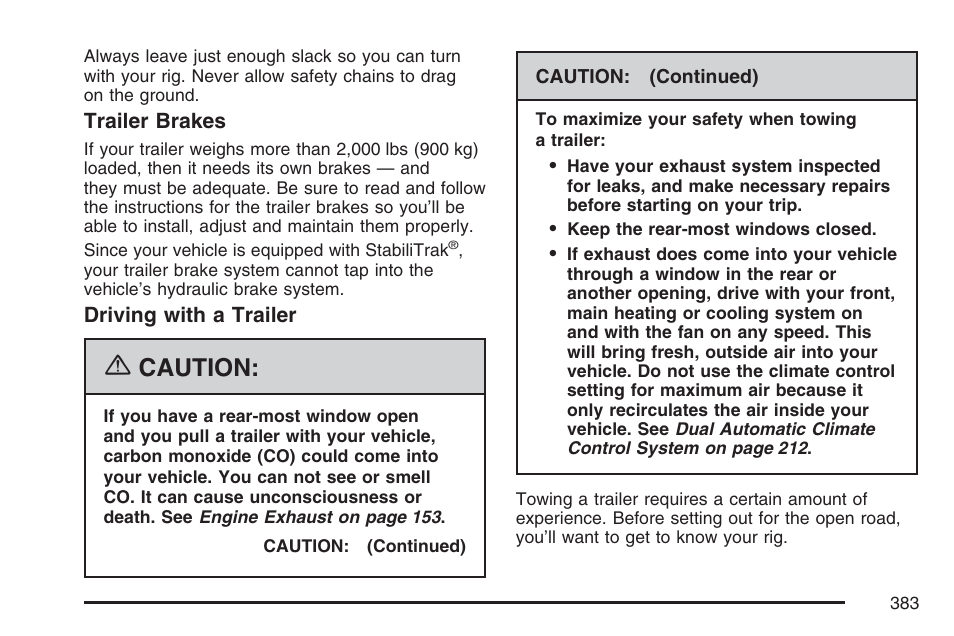 Caution | Cadillac 2007 Escalade User Manual | Page 383 / 570