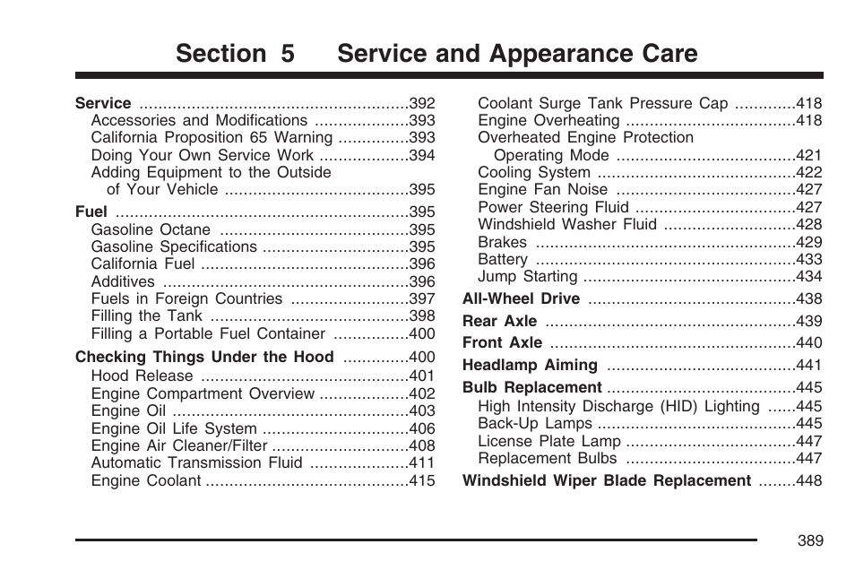 Service and appearance care | Cadillac 2007 Escalade User Manual | Page 389 / 570
