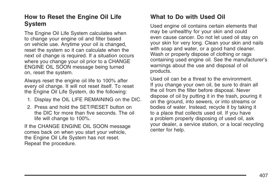 Cadillac 2007 Escalade User Manual | Page 407 / 570