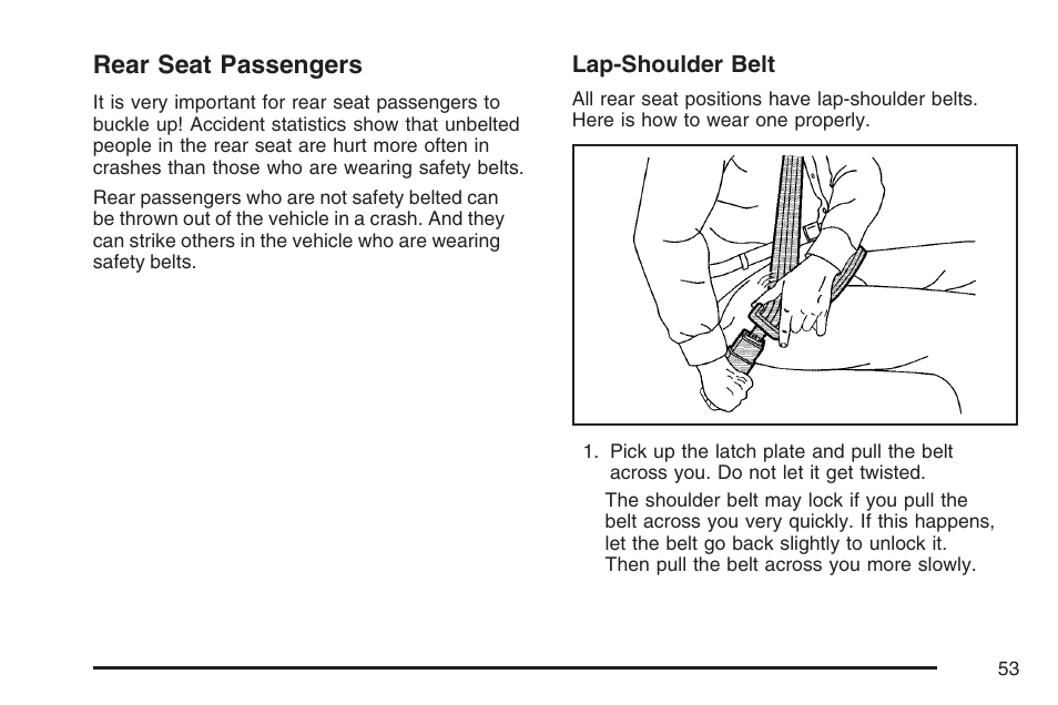 Rear seat passengers | Cadillac 2007 Escalade User Manual | Page 53 / 570