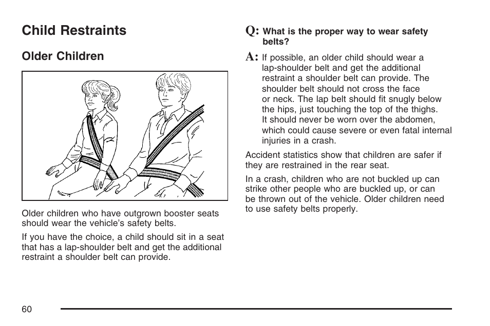 Child restraints, Older children | Cadillac 2007 Escalade User Manual | Page 60 / 570