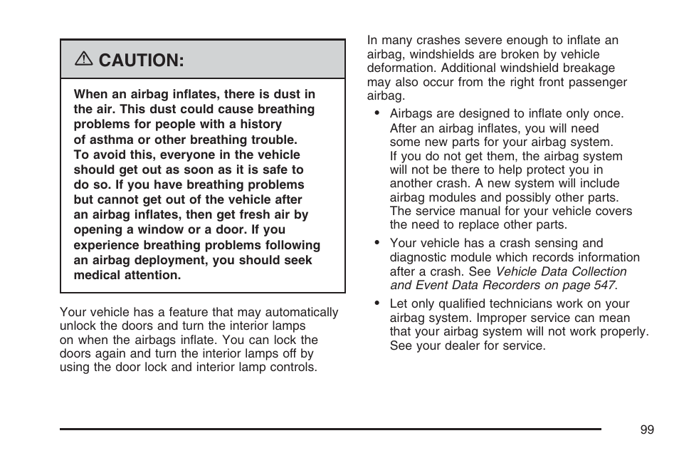 Caution | Cadillac 2007 Escalade User Manual | Page 99 / 570