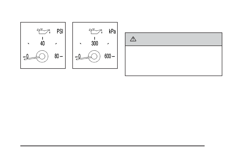 Engine oil pressure gage, Engine oil pressure gage -61, Caution | Cadillac 2006 XLR User Manual | Page 171 / 448