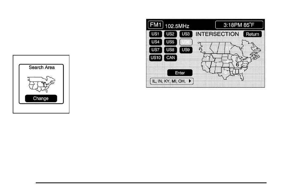 Setting the search area | Cadillac 2006 XLR User Manual | Page 236 / 448