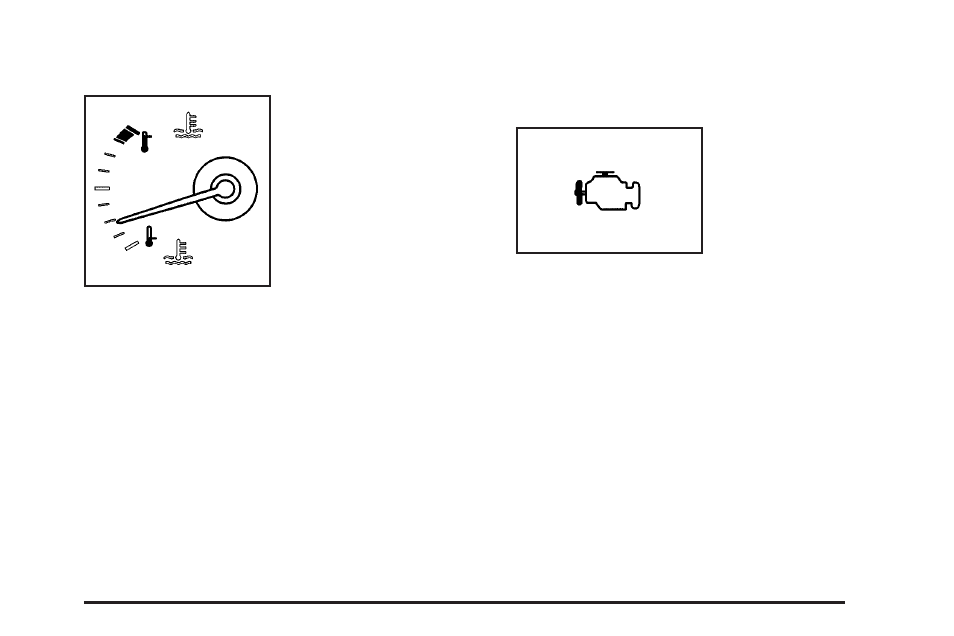 Engine coolant temperature gage, Malfunction indicator lamp | Cadillac 2006 STS User Manual | Page 211 / 478