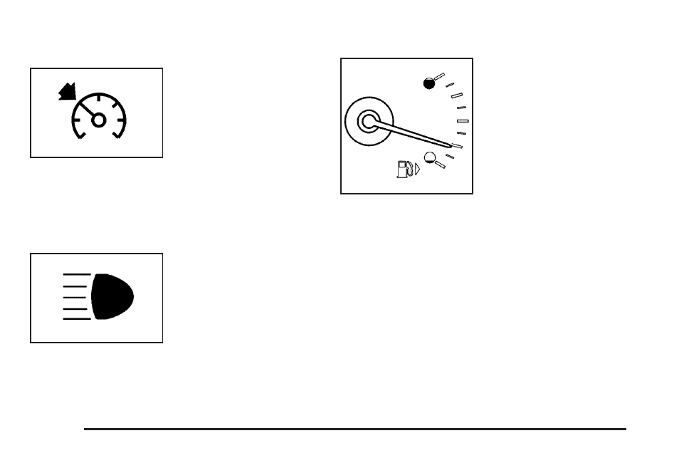 Cruise control light, Highbeam on light, Fuel gage | Cadillac 2006 STS User Manual | Page 216 / 478