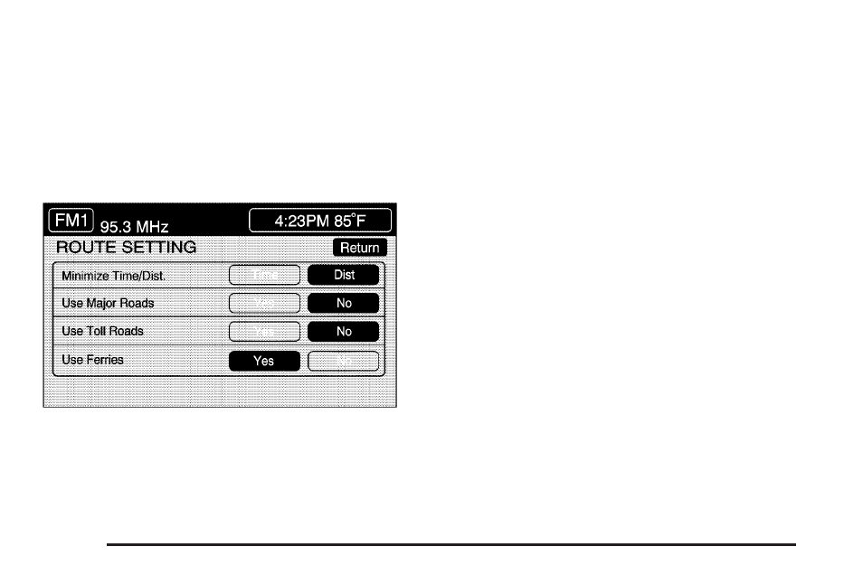 Route setting | Cadillac 2005 XLR User Manual | Page 226 / 438