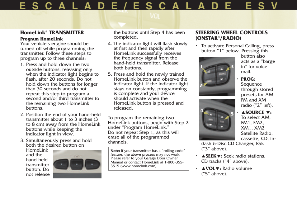 Cadillac 2005 Escalade User Manual | Page 12 / 20