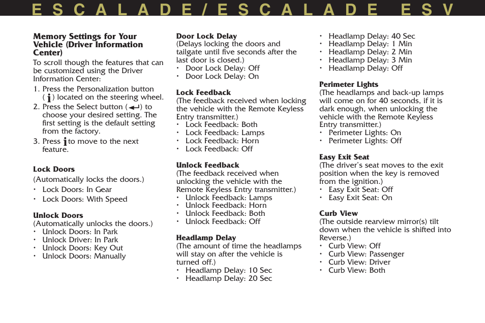 Cadillac 2005 Escalade User Manual | Page 16 / 20