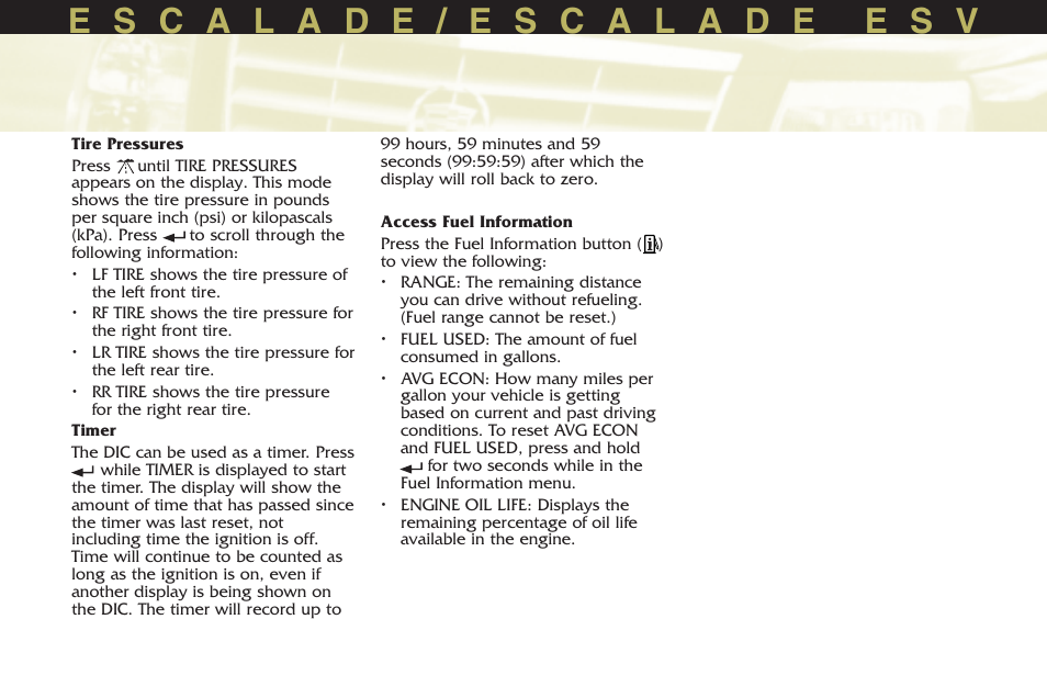 Cadillac 2005 Escalade User Manual | Page 18 / 20