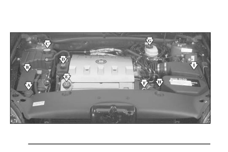 Engine compartment overview, Engine compartment overview -12 | Cadillac 2005 DeVille User Manual | Page 280 / 416