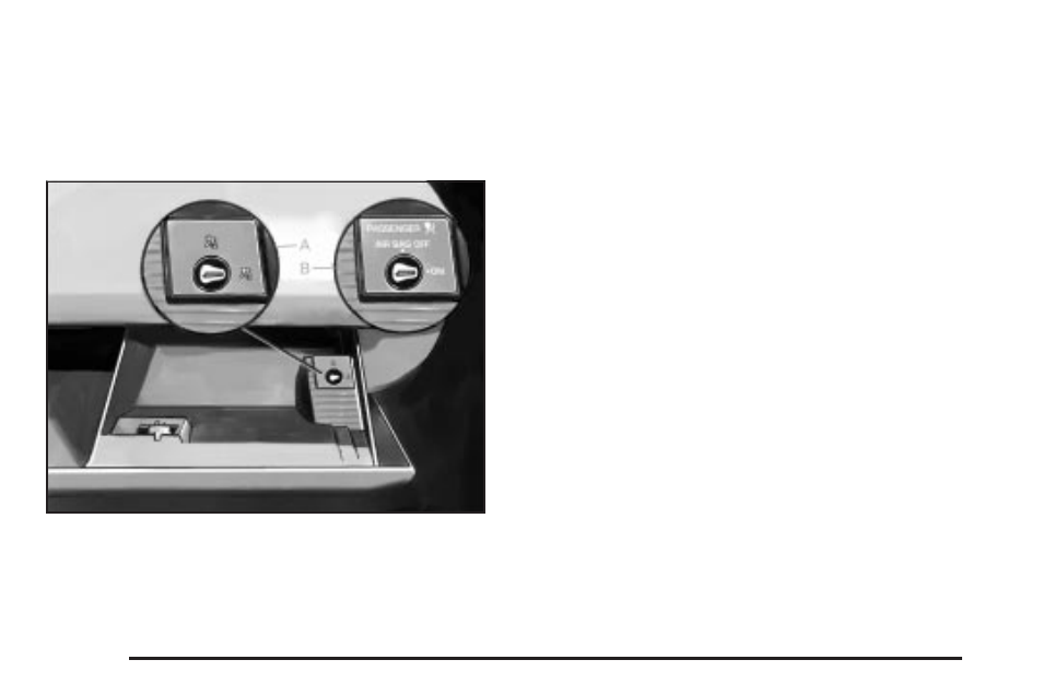 Air bag off switch, Air bag off, Switch | Cadillac 2004 XLR User Manual | Page 50 / 358