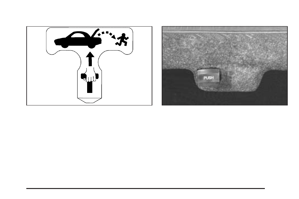 Emergency trunk release handle, Rear seat pass-through door | Cadillac 2004 Seville User Manual | Page 73 / 410