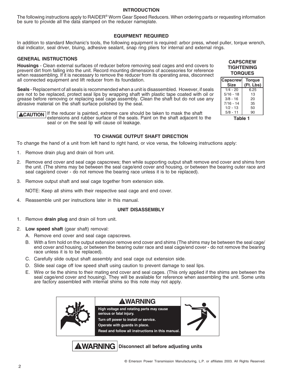 Warning | CAMCORP SWF with Internally Mounted Fan User Manual | Page 27 / 41