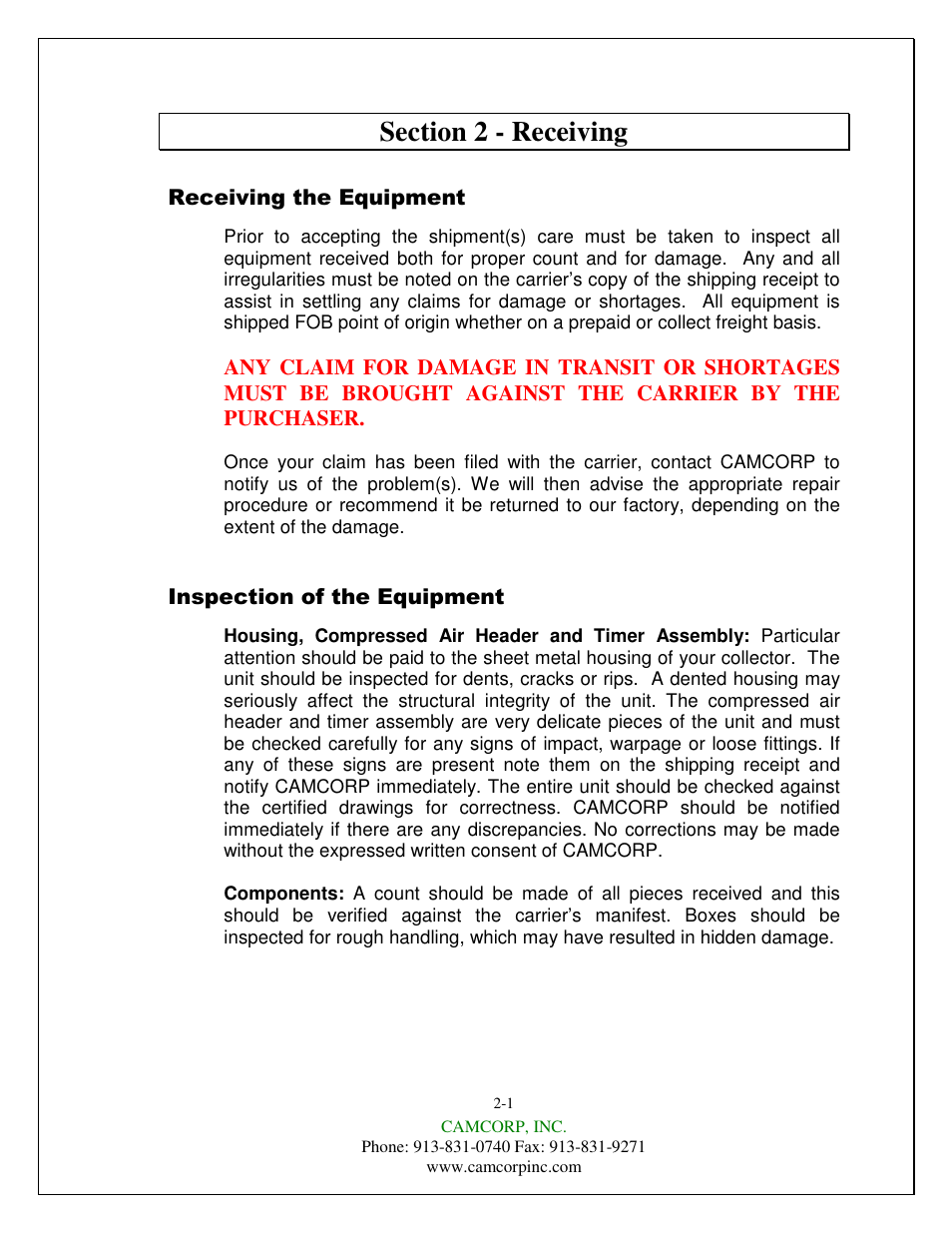 CAMCORP CAM-AIRO Vertical Cartridge User Manual | Page 5 / 46