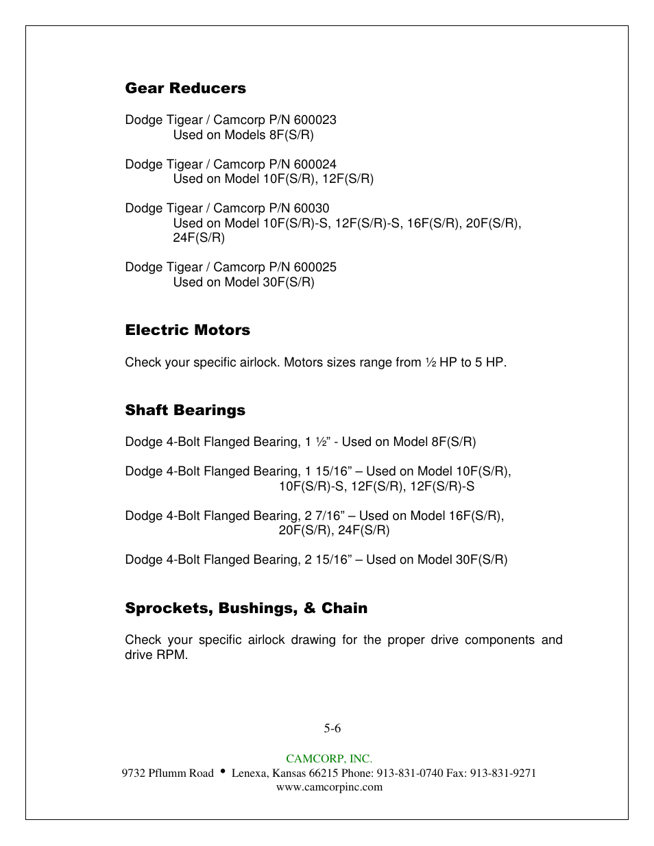 CAMCORP Fabricated Rotary Airlock User Manual | Page 14 / 33