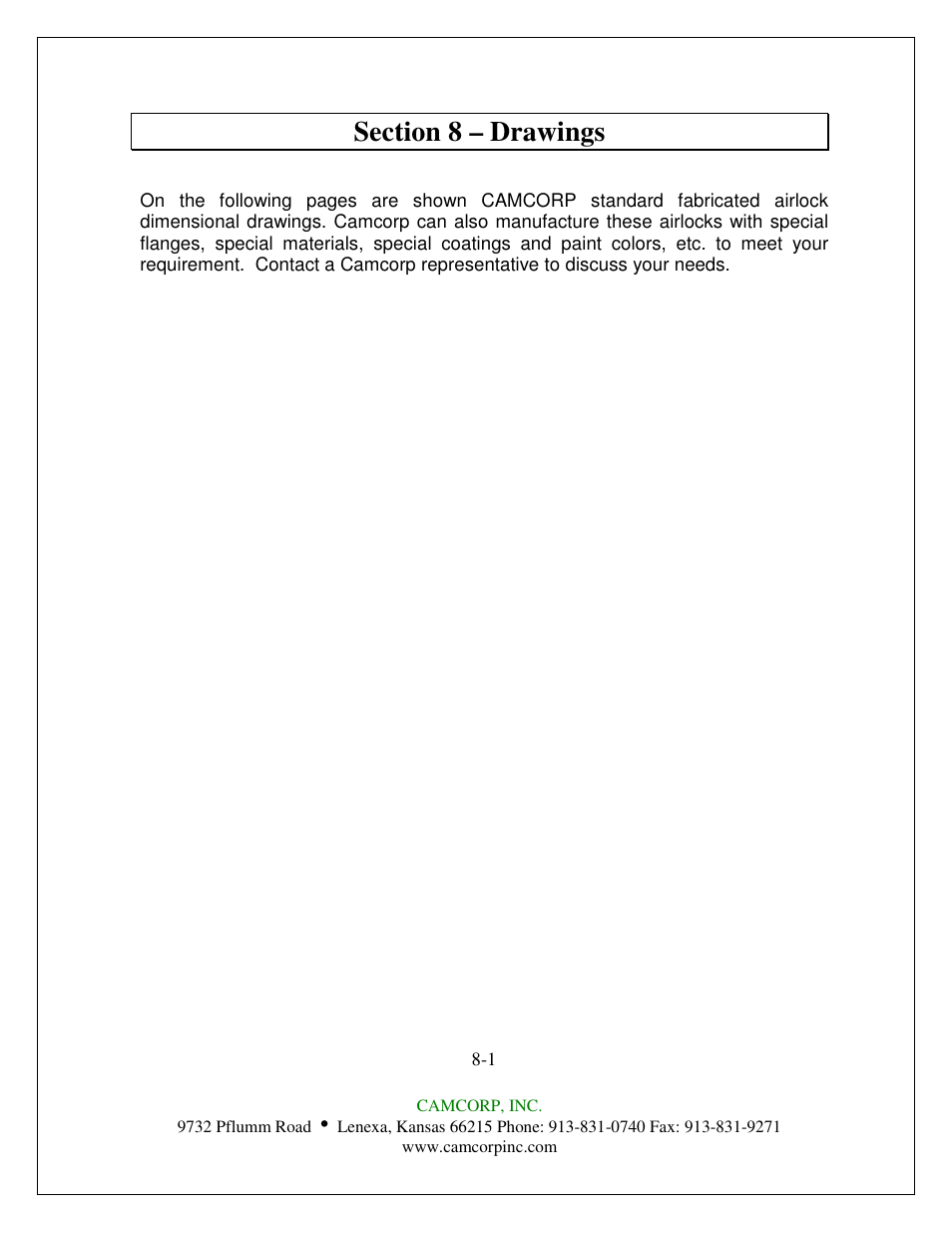 CAMCORP Fabricated Rotary Airlock User Manual | Page 31 / 33