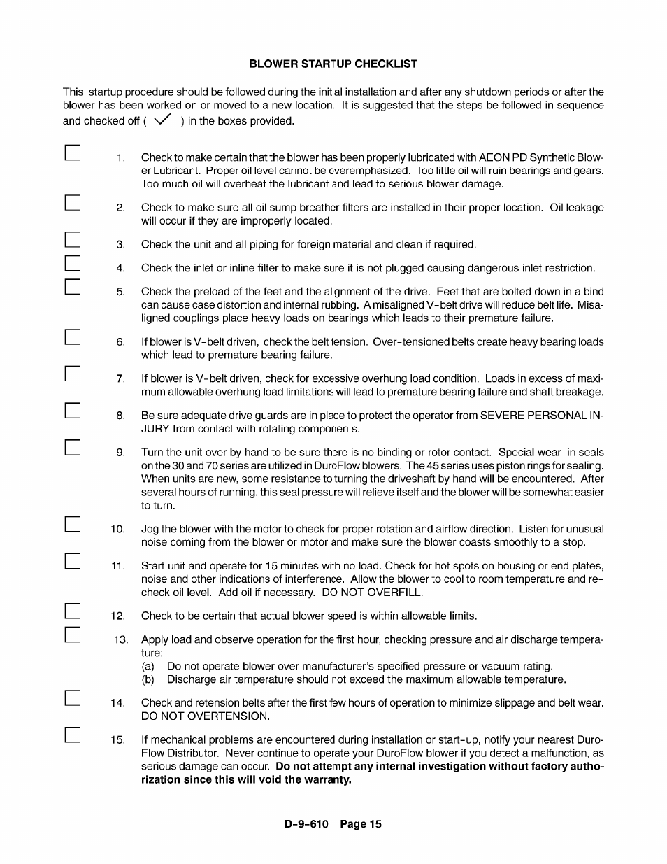 CAMCORP Blower Package with Duroflow Blower User Manual | Page 35 / 47