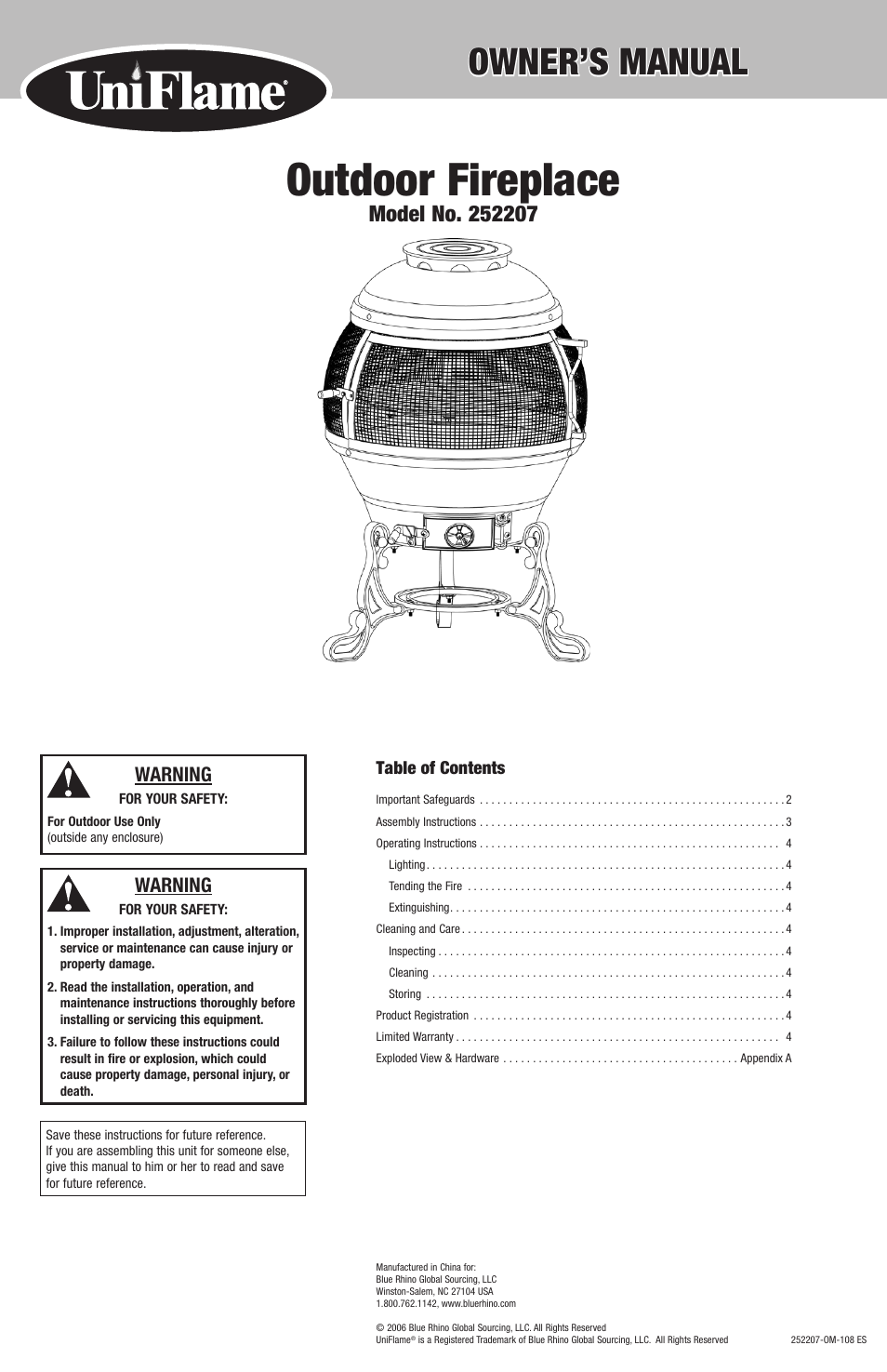 Blue Rhino 252207 User Manual | 10 pages