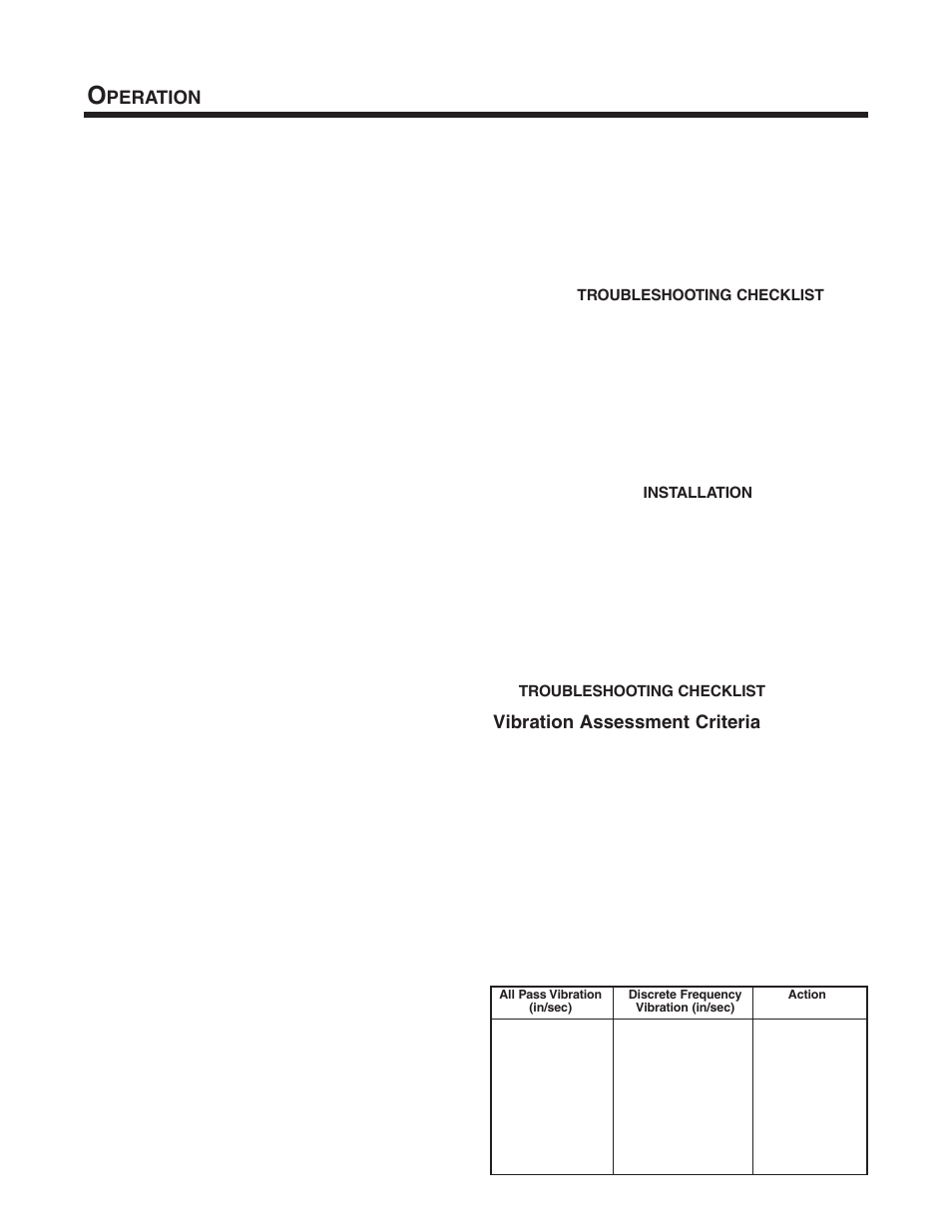 Vibration assessment criteria, Peration | CAMCORP Blower Package with Roots Blower User Manual | Page 30 / 62